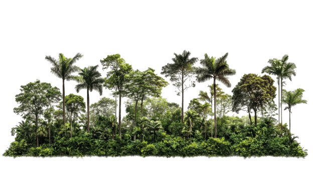 Lush tropical foliage surrounds a hidden dwelling. png