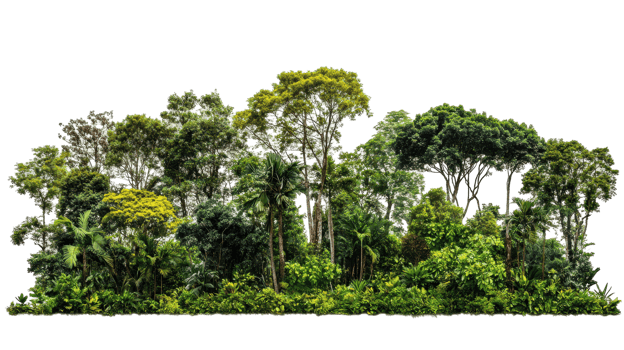 Lush tropical forest foliage fills the image. png