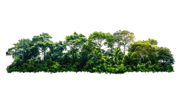 Lush tropical foliage in a dense forest canopy. png