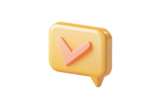 3D rendered speech bubble with a check mark. png