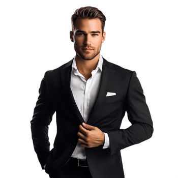Attractive man in suit isolated on transparent background png