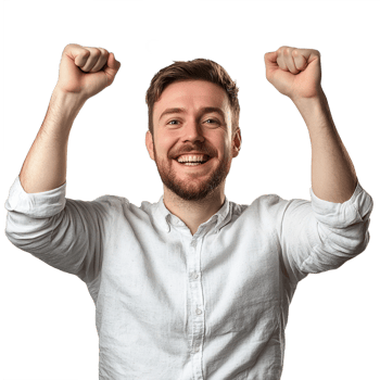 A happy optimistic man isolated on transparent background png