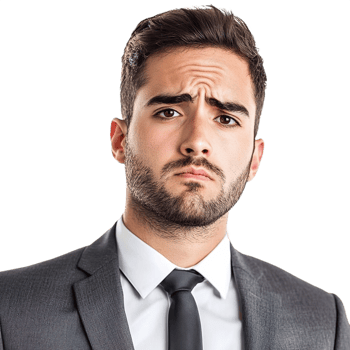 A young handsome business man with an upset expression isolated on transparent background png