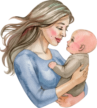 Mother holding a baby watercolor art Mother's Day illustration isolated. Art for greeting card, sticker, wrapping png