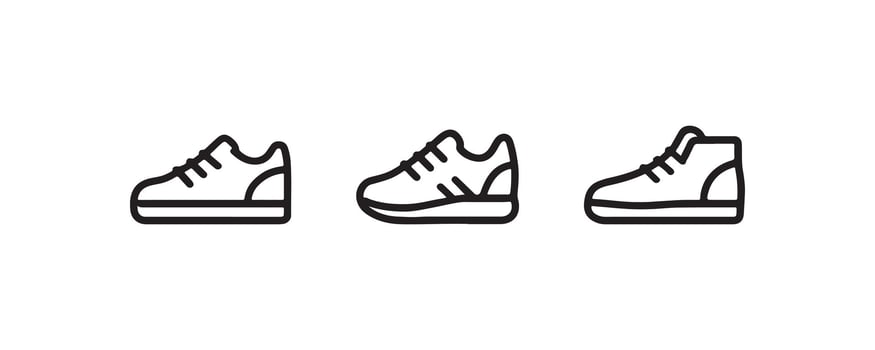 Sneaker icon set in outline style with different types vector