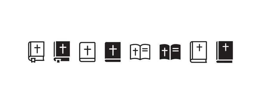Black and white Bible icons with crosses vector