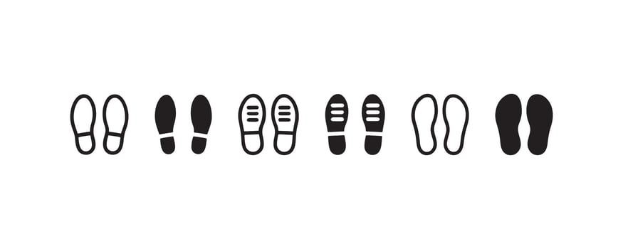 Footstep icons in outline and solid variations vector
