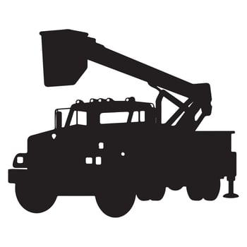 Aerial Lift Truck Silhouette Isolated on White vector