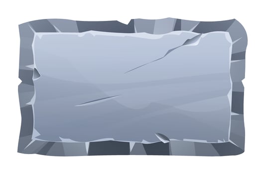 Rectangular stone board with sharp edges and fractures, creating an angular and rough surface. Stone banner element for game and web. Ui or gui design element. Cartoon illustration vector