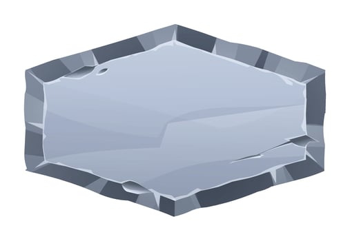 Stone board with cracks and jagged edges, with a fractured surface. Stone banner element for game and web. Cartoon illustration vector