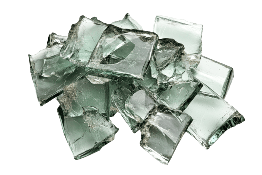 A collection of fragmented, light-green glass tiles. png