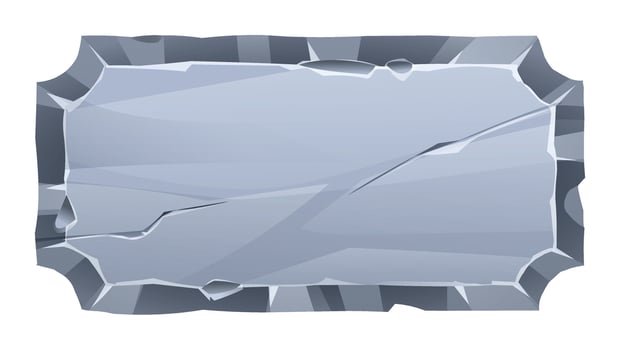 Stone board with rough surfaces and sharp edges, cracked slightly. Stone banner element for game and web. Ui or gui design element. Cartoon illustration vector