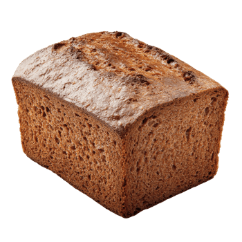 Close-up view of a dark-brown loaf of bread. png