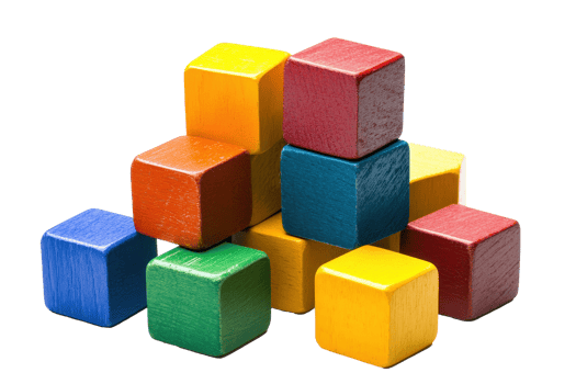 Colorful wooden blocks arranged in a pyramid shape. png