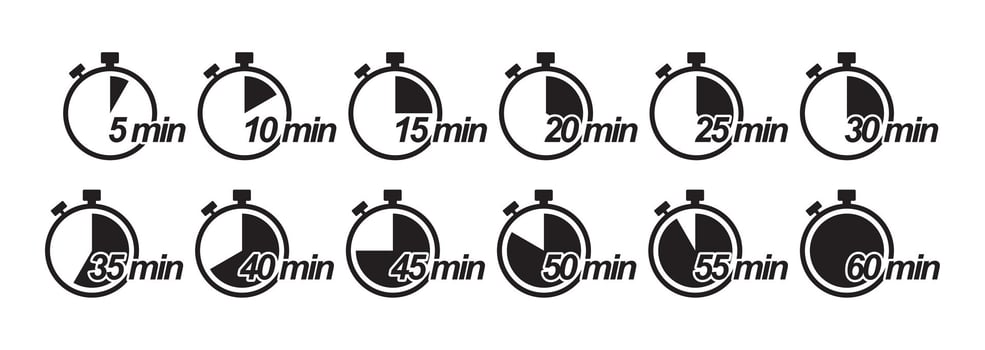 Icon set showing stopwatch with different time durations vector