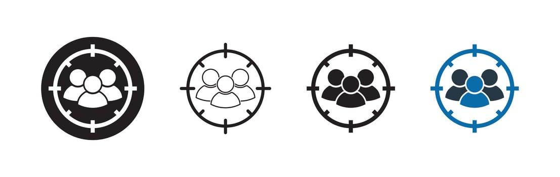 Flat icon showing target symbol with audience group vector