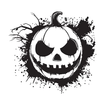 Halloween Pumpkin Image Illustration. Happy Halloween elements in black and white. vector