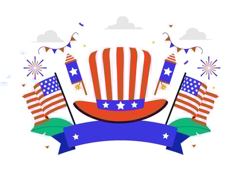 National Holiday Celebration in the USA with Flat Cartoon Flag and Balloons vector
