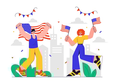 United States Independence Day Art with Fireworks and Patriotic Decor vector