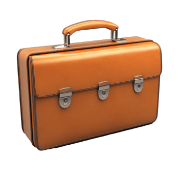 Detailed illustration of a light orange leather briefcase. png