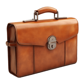 Elegant light brown leather briefcase, three-dimensional rendering. png