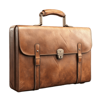 Detailed illustration of a vintage leather briefcase. png
