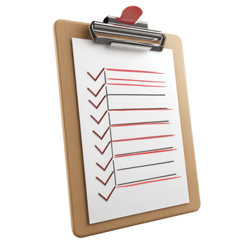 A realistic image of a clipboard with a checklist. png