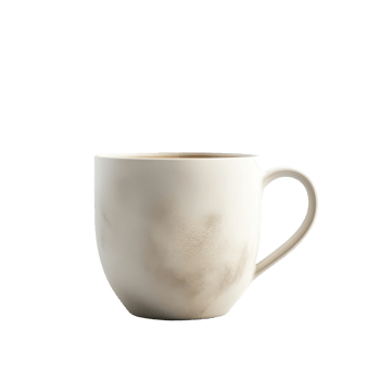 Simple, textured mug in muted tones, presented in setting. png