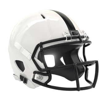 Closeup view of a protective football helmet. png