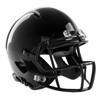 Close-up view of a glossy black football helmet. png