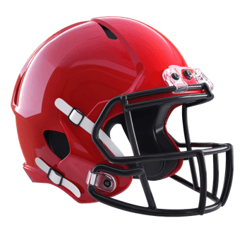 Close up view of a vibrant red football helmet png
