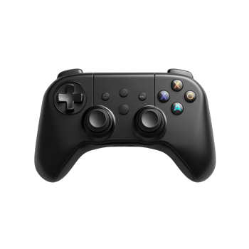 Modern black controller with vibrant colored cords. png