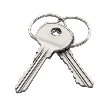 Pair of keys resting atop a small pyramid shape. png
