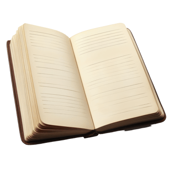 Open journal with lined pages, a view of its blank interior. png