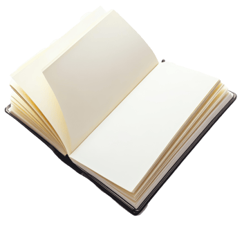 Open notebook showcasing blank pages within. png