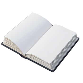 Open book with blank pages displayed, angled perspective. png