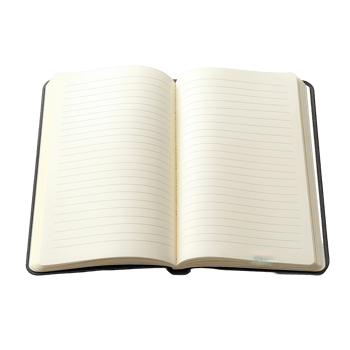 Empty, open notebook, ready for notes, lined pages, blank journal. png