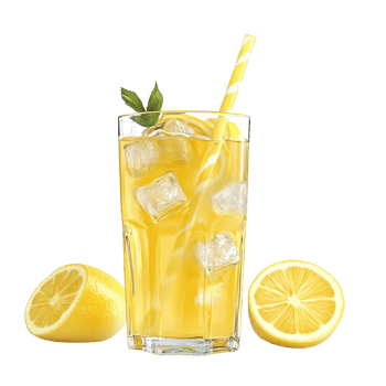 Refreshing lemonade beverage in a tall glass. png
