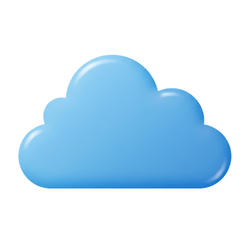 3D cloud computing symbol transparent image with glossy tech design for data storage UI and digital branding use png
