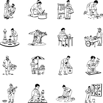 Collection of Glyph Style Poverty Illustrations vector