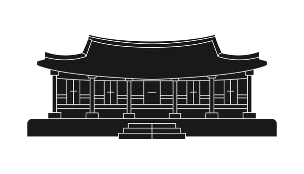 Black icon of traditional Korean house building vector