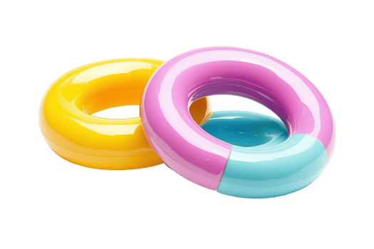 Colorful swimming rings stacked in a setting. png