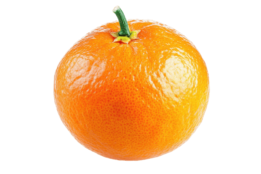 Close-up view of a fresh, whole mandarin orange. png