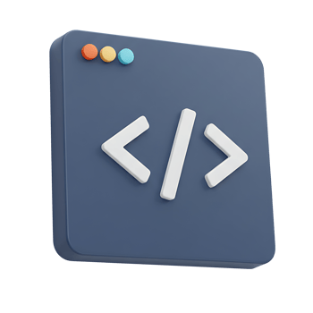 3D programming icon logo symbol transparent image with modern tech style for coding app UI and software branding png