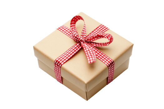 Gift box with decorative ribbon and wrapping paper. png