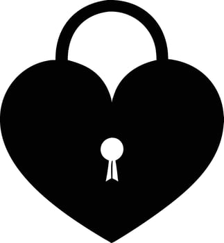 A solid black heart shaped padlock with keyhole presents a powerful love symbol vector