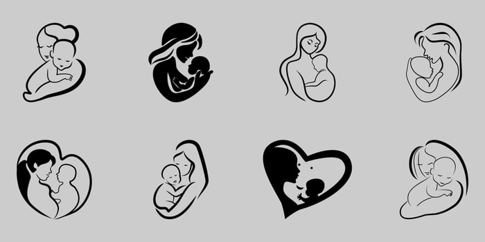 Mother and Baby Silhouette Set, Maternity and Parenting Designs vector