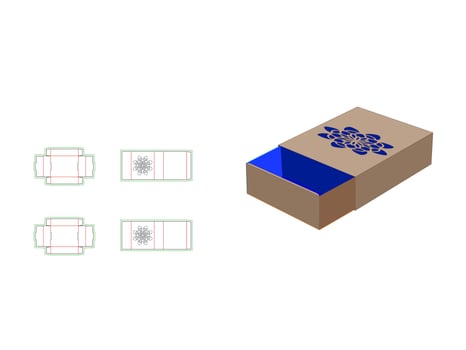 Sleeve Match box Template with floral mandala Laser Cut vector