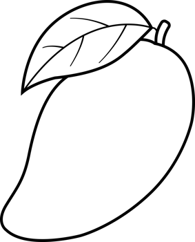 Mango fruit outline, coloring book and icon illustration. png