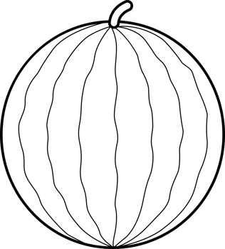 Watermelon outline, coloring book and icon illustration. png